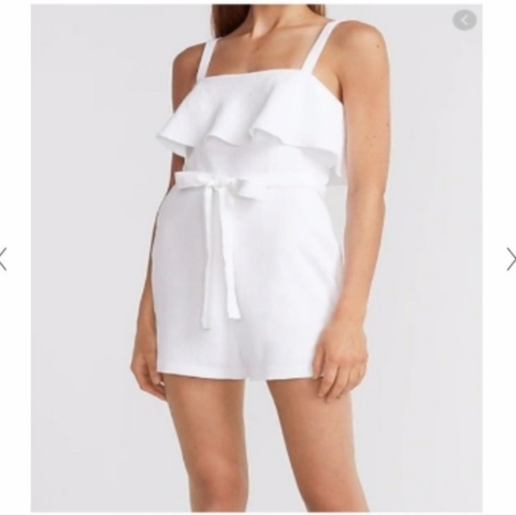 EXPRESS Romper with Tie Detail/ruffle In White. Size Small NWT - Picture 4 of 11